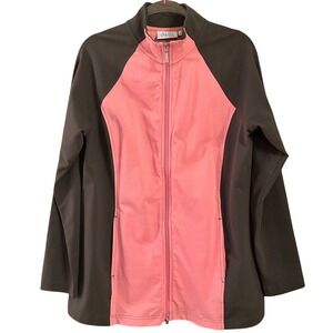 d&co‎ ACTIVE Women's Zip Up Jacket Coral Olive Green Size Medium Athletic